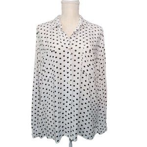 Women's White Polka Dot Button Up Size M  EUC